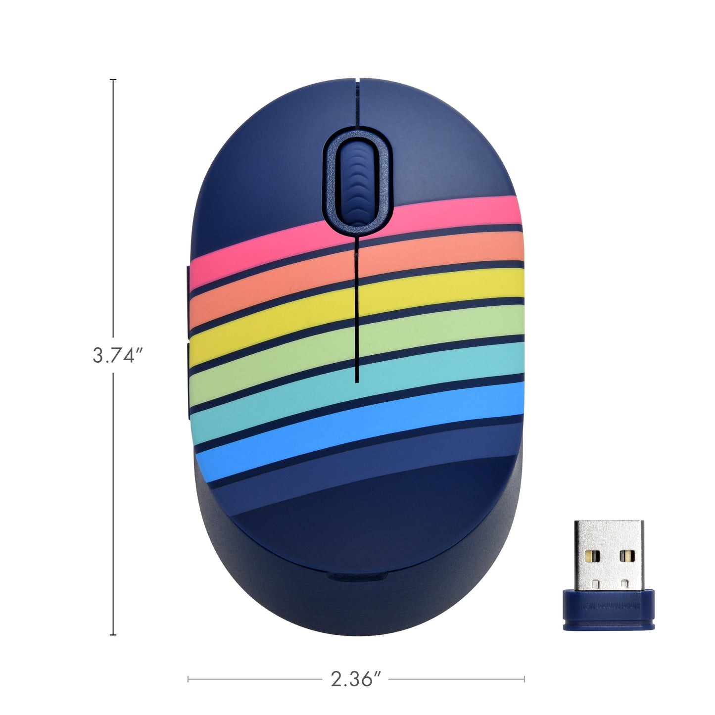. Wireless Mouse with 5 Buttons and Scroll Wheel, 2.4 Ghz with USB Nano Receiver, Blue