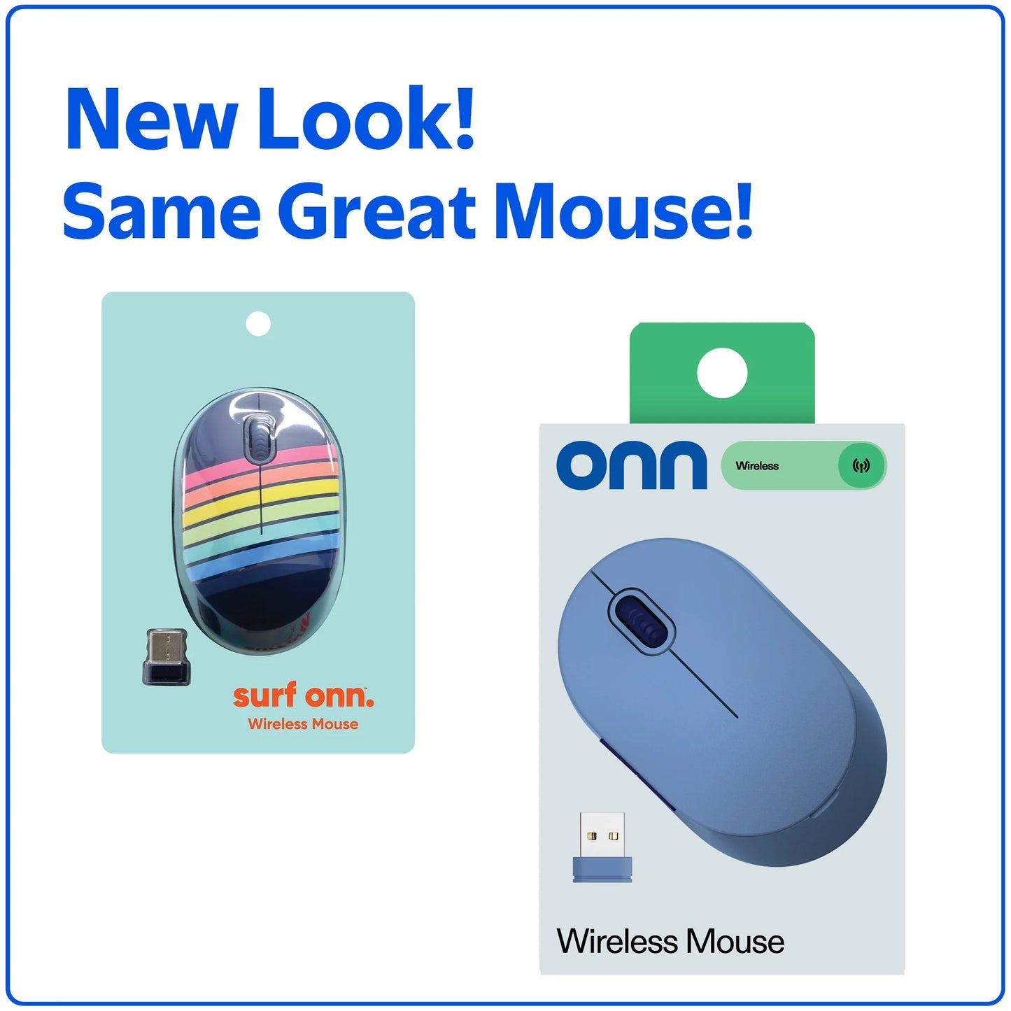 . Wireless Mouse with 5 Buttons and Scroll Wheel, 2.4 Ghz with USB Nano Receiver, Blue