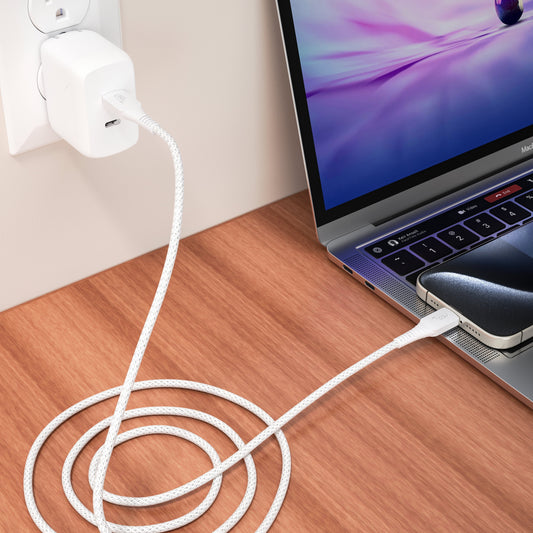 3Ft USB-C to USB-C Braided Charging Cable, USB-IF Certified, White - Compatible with Iphone 16 Series, Iphone 15 Series, Samsung Galaxy, Note, Pixel Devices Ipad Pro, & More