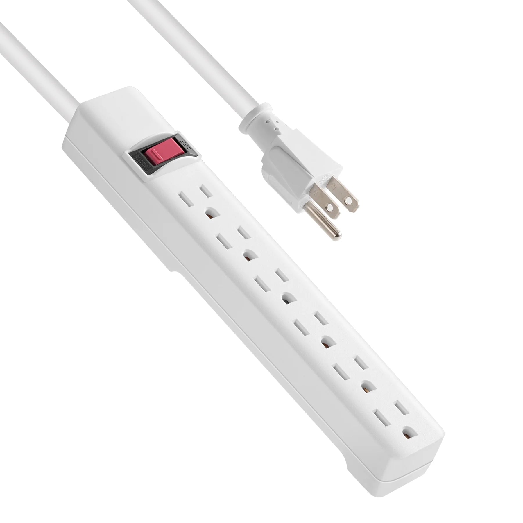 6-Outlet Power Stríp with 2.5-Foot Cord , White，15A，125V-60Hz