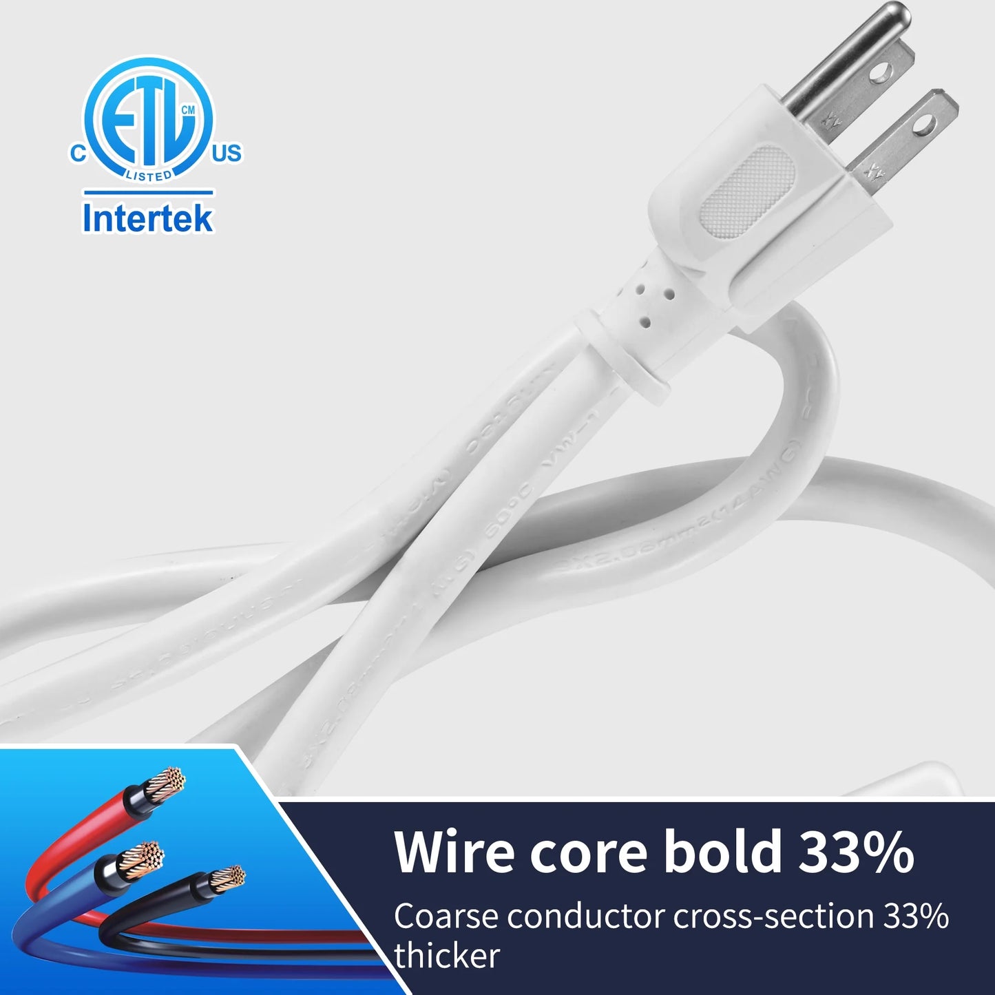 6-Outlet Power Stríp with 2.5-Foot Cord , White，15A，125V-60Hz